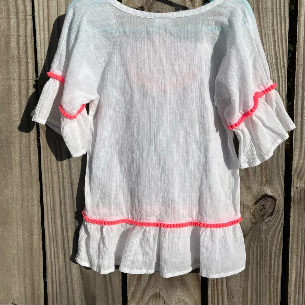 Cat & Jack Size 3T White with Multi Color Embroidery Swimsuit Coverup Dress - Picture 3 of 10